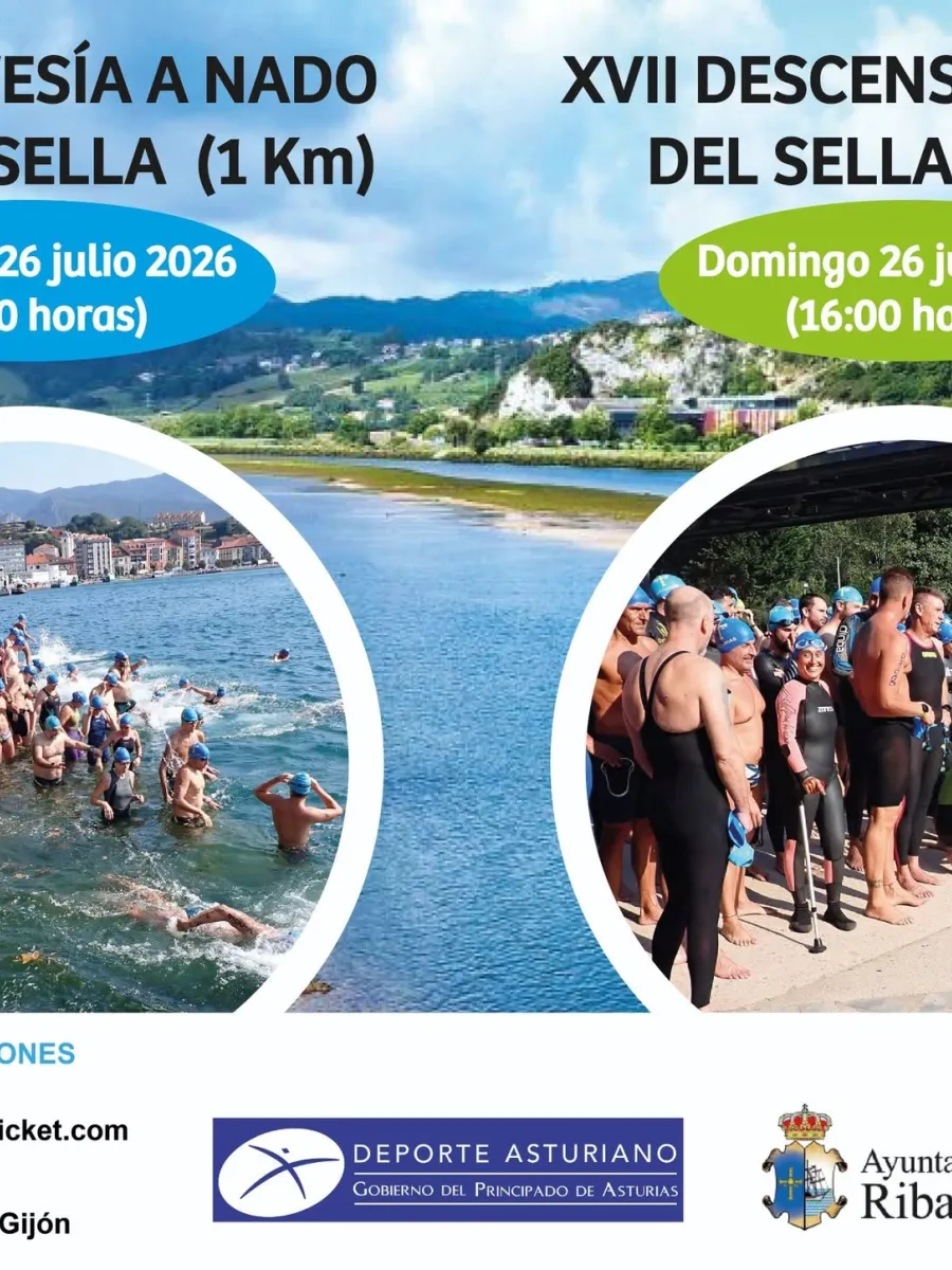 Cartel de la Travesía a nado de la ría y Descenso a nado del Sella