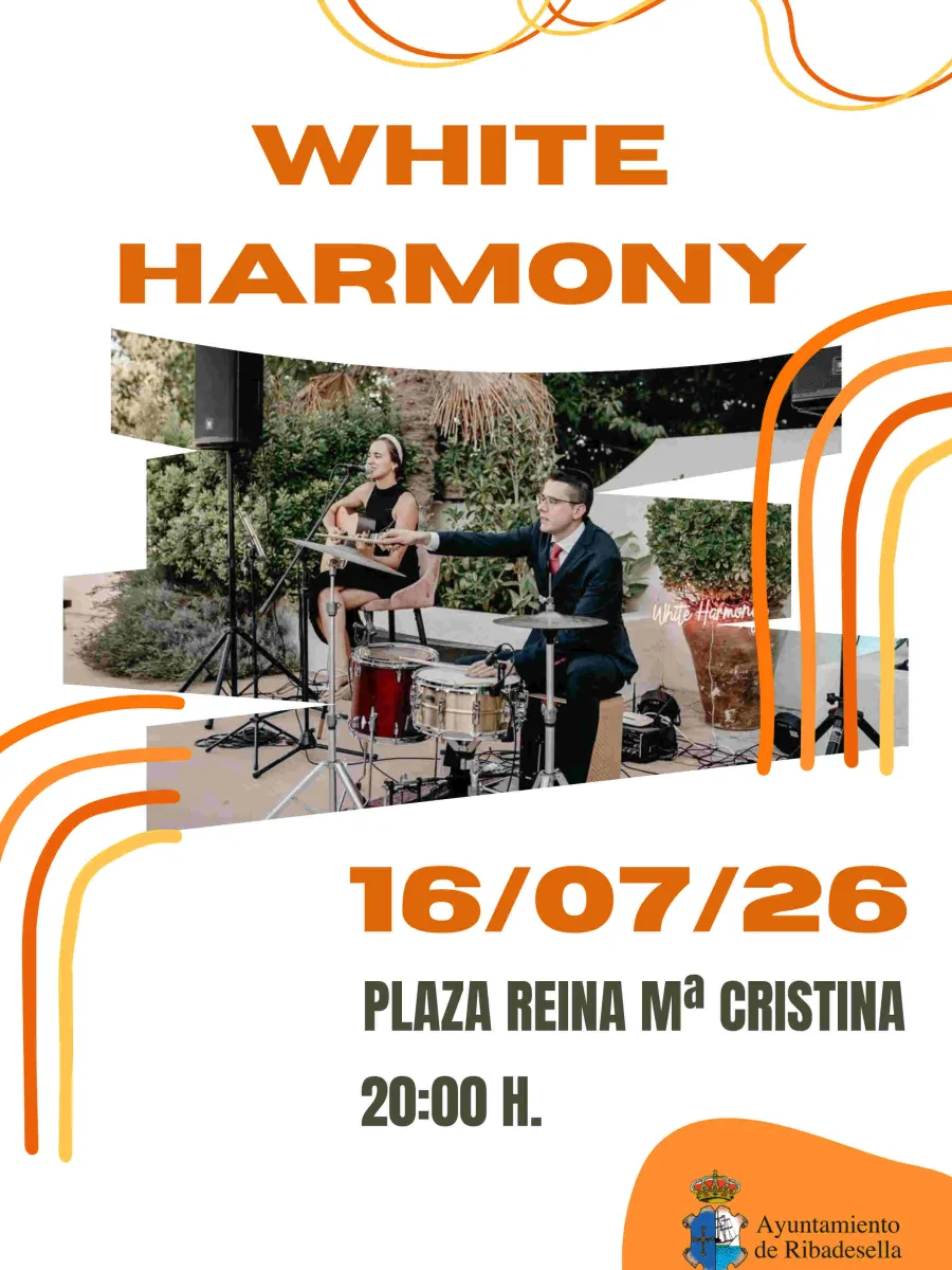 Cartel del concierto de White Harmony en Ribadesella