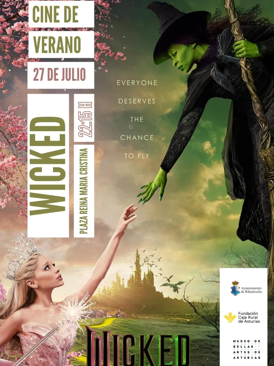 Cartel de la proyección de "Wicked" en el cine de verano