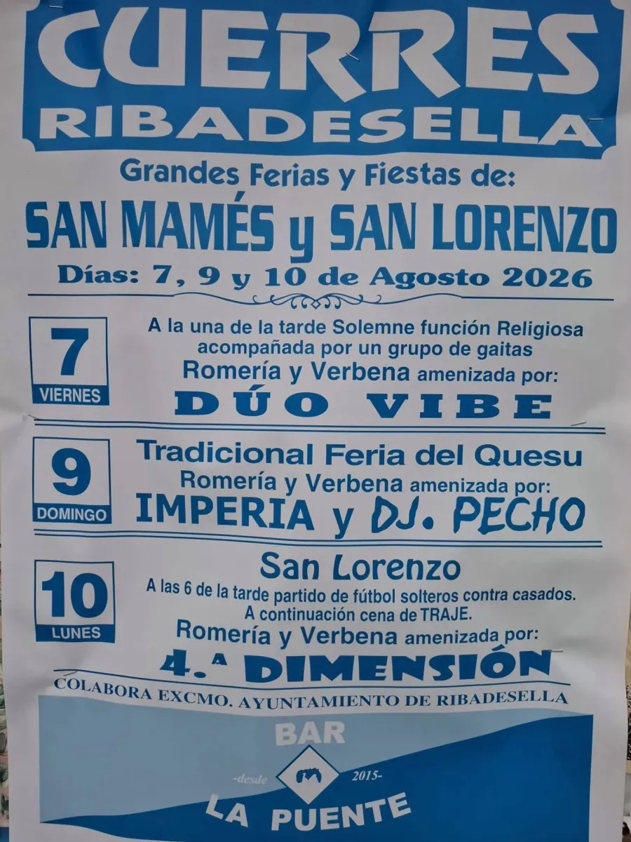 Cartel de las fiestas de Cuerres Verano 2026