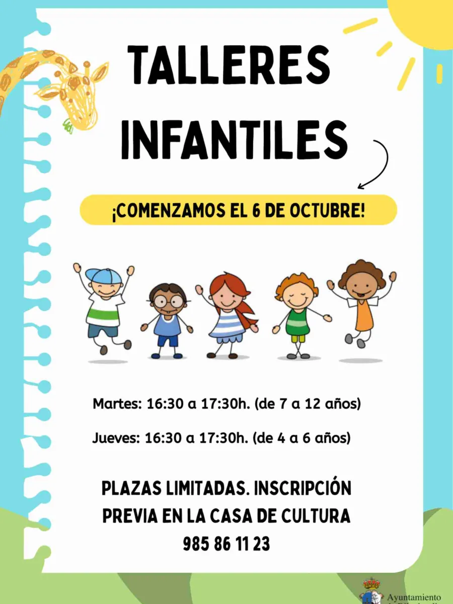 Cartel de los talleres infantiles de la Casa de Cultura