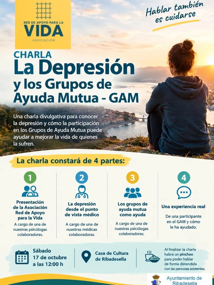 Cartel de la Charla divulgativa “La depresión y los grupos de ayuda mutua (GAM)”