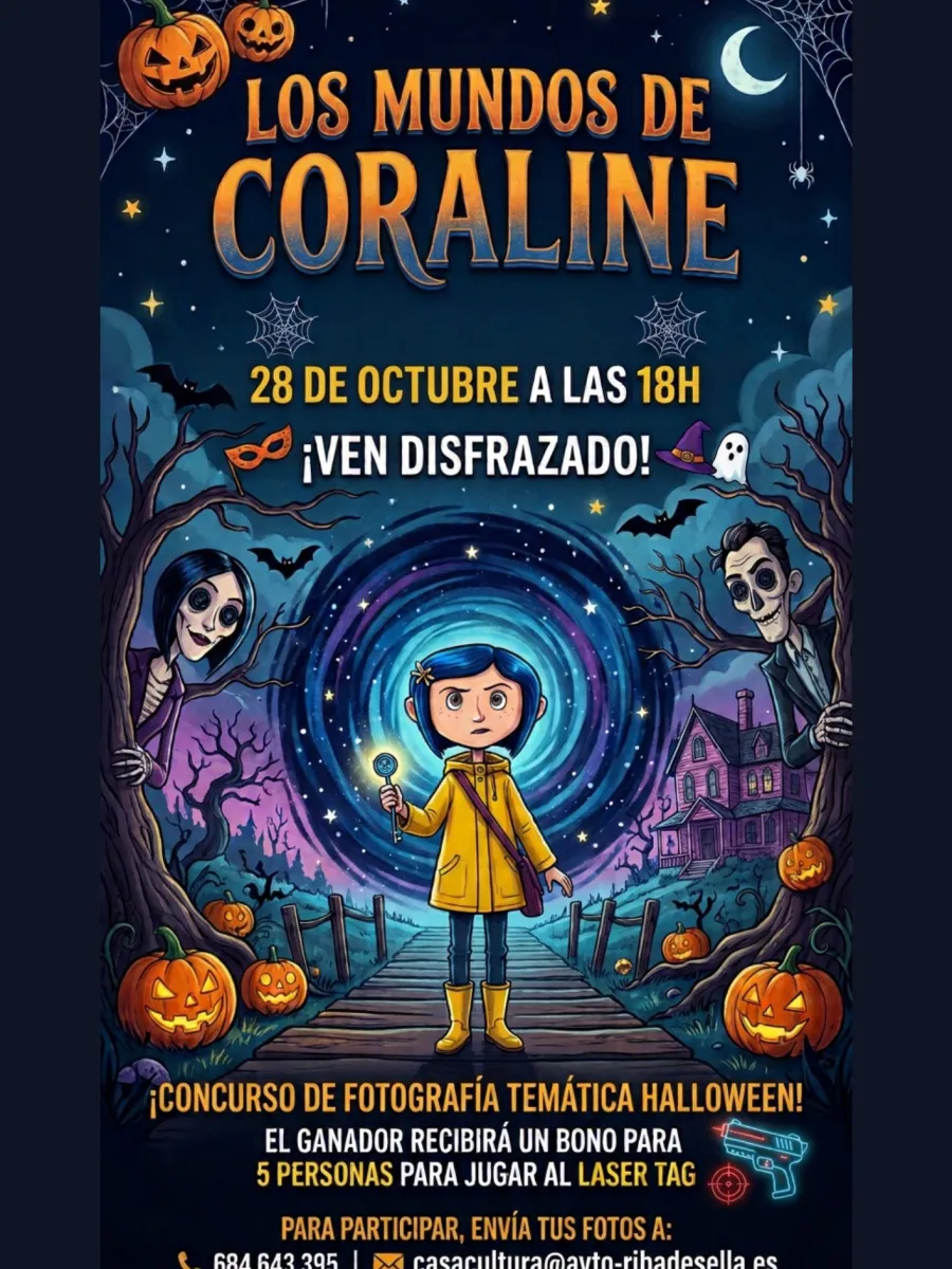 Cartel de la proyección de "Los Mundos de Coraline"