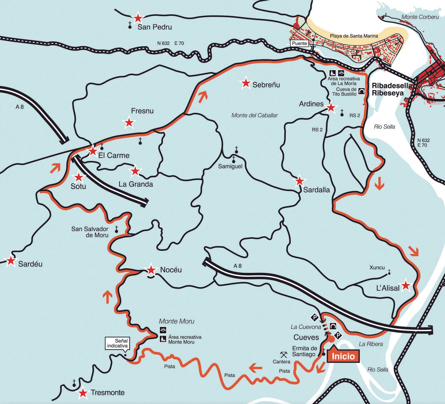 Mapa ruta Monte Moru